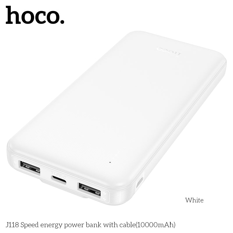 Hoco J118 Speed energy power bank with cable 10000mAh - Black wholesale mobile accessory