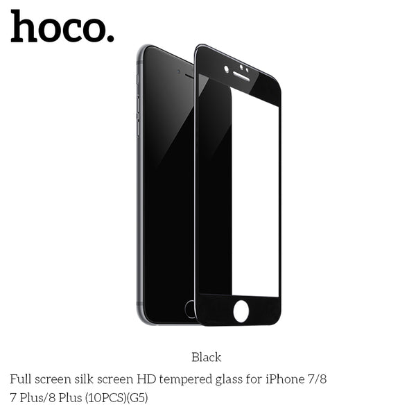 HOCO G5 Full Silk Screen HD Tempered Glass For iP7/8 Black - 10 Pack