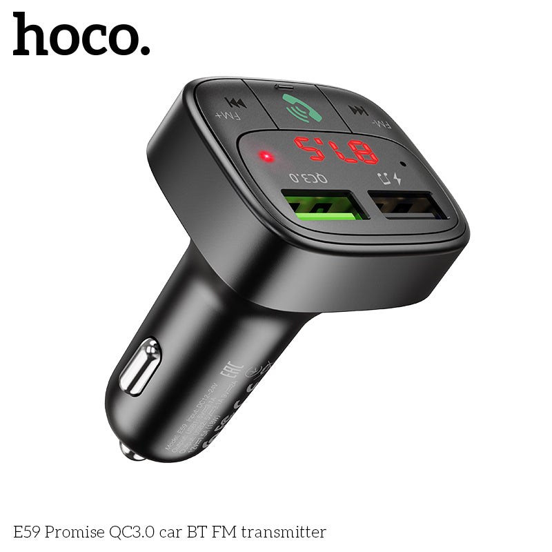 HOCO E59 Wireless FM Transmitter with Qc3.0 Fast Car Charger wholesale mobile accessory