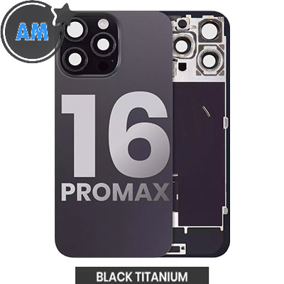 Iphone 16 Pro Max Back Glass With Camera Lens + Magnet + Wireless Flex Charger + Adhesive Aftermarket Black Titanium