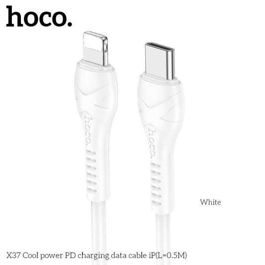 HOCO X37 Cool power PD charging data cable iP(L=0.5M) White