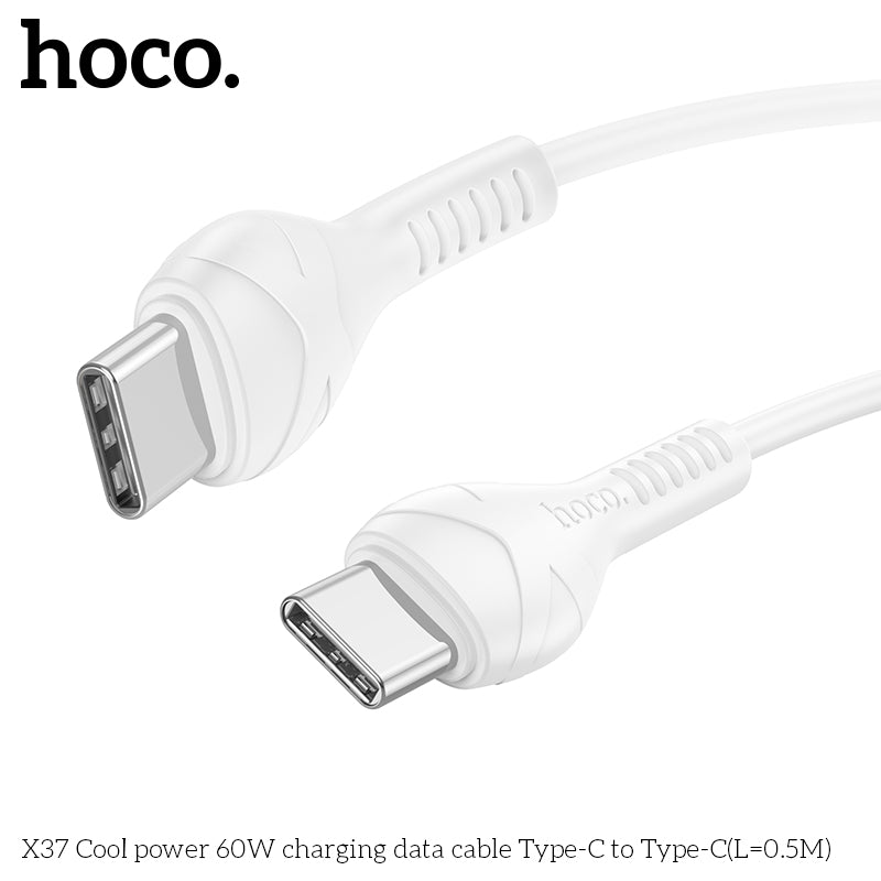 HOCO X37 Cool power 60W charging data cable Type-C to Type-C(L=0.5M) White