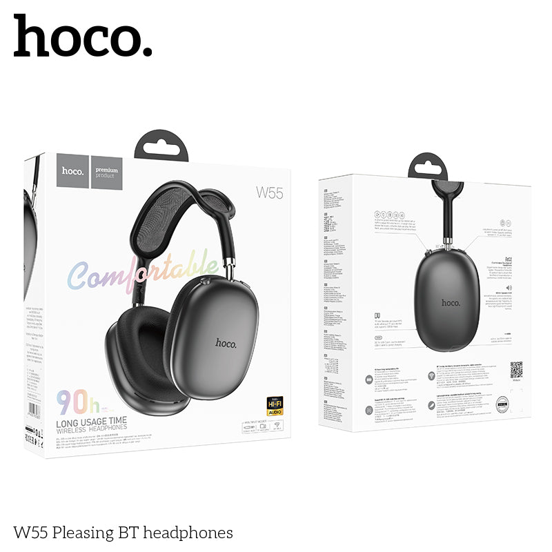 Hoco W55 Plus Happiness ANC noise reduction BT headphones - Silver