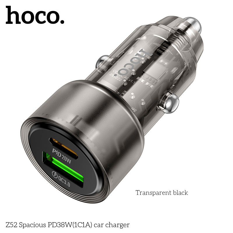 HOCO Z52 Spacious PD38W 1C1A car charger - Black wholesale mobile accessory