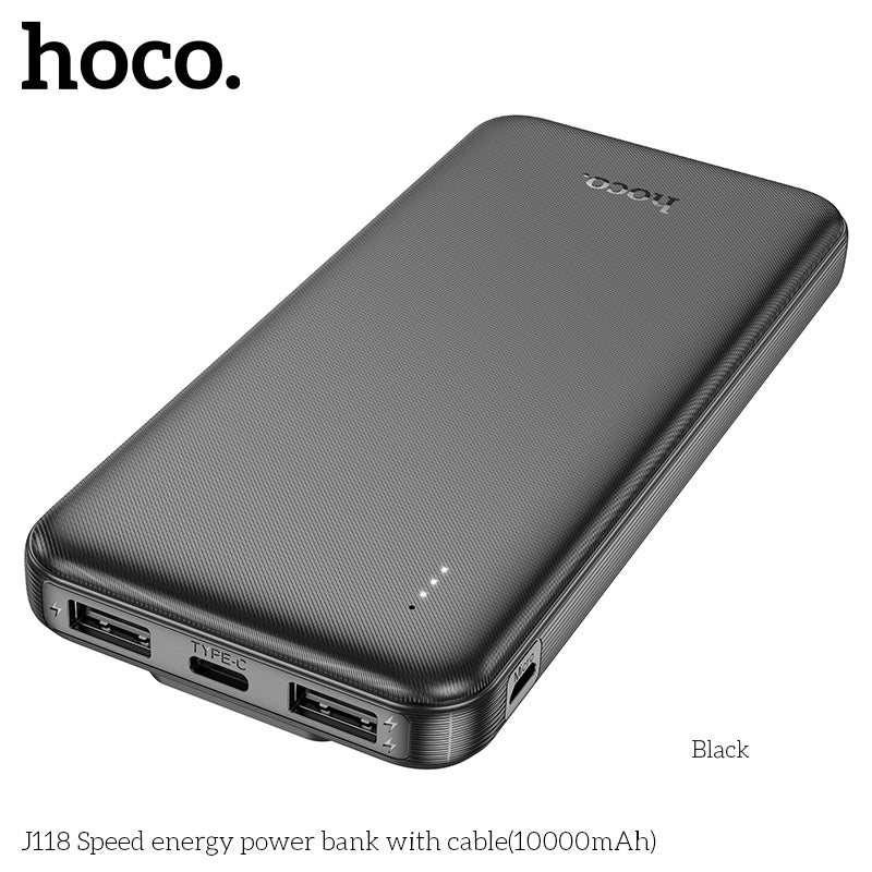 Hoco J118 Speed energy power bank with cable 10000mAh - Black wholesale mobile accessory