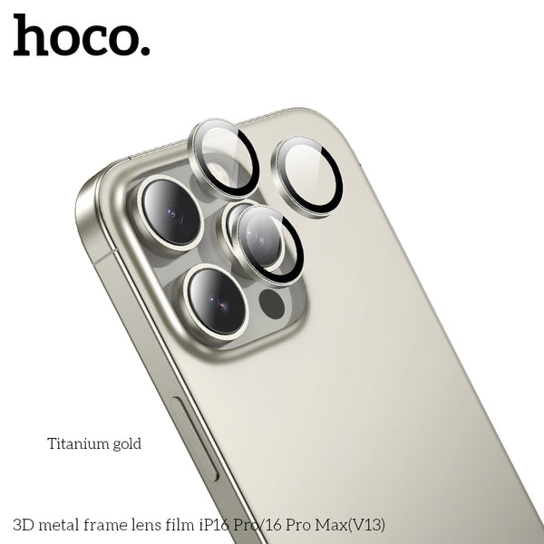 HOCO 3D metal frame lens film iP16 Pro/16 Pro Max(V13) - Silver