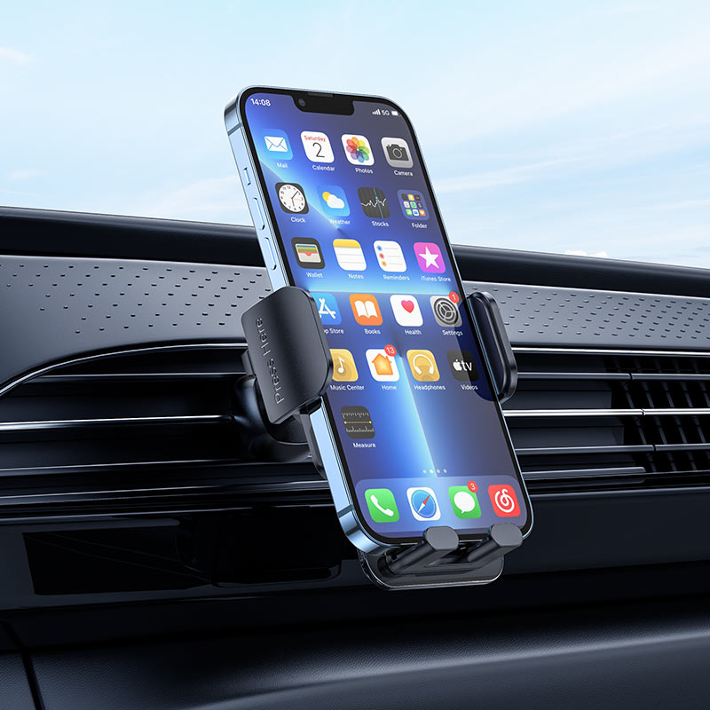HOCO CA117 Exquisite Press Type Air Outlet Car Holder - Black
