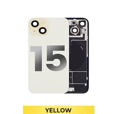 Iphone 15 Back Glass With Camera Lens + Magnet + Wireless Flex Charger OEM Yellow