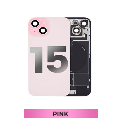 Iphone 15 Back Glass With Camera Lens + Magnet + Wireless Flex Charger OEM Pink