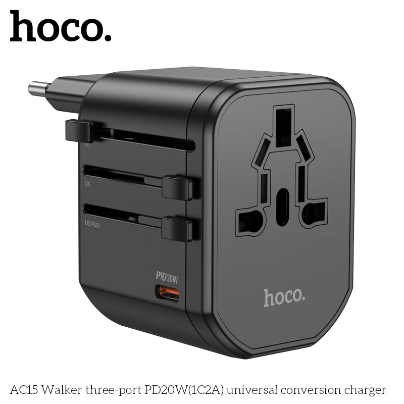 HOCO AC15 Walker three-port PD20W 1C2A universal Charger wholesale mobile accessory