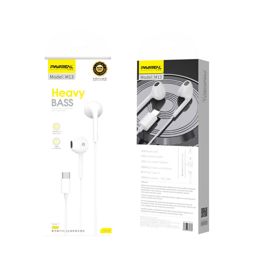 PAVAREAL M13 Digital Type-C Heavy Bass comfortable wear Earphones (ip15/16/Android)
