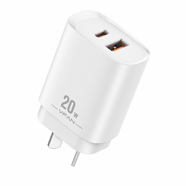 VFAN 20W Super Fast Charger USB-A&USB-C DUAL Output - AU6