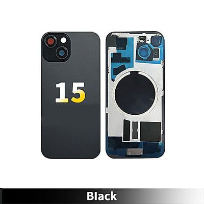 Iphone 15 - Compatible Back Glass With Camera Lens And Magnet Aftermarket - Black