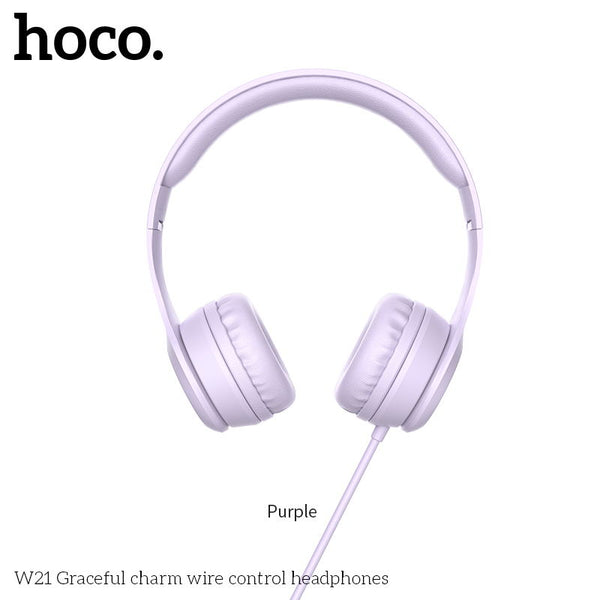 HOCO W21 Graceful charm wire control headphones - Purple