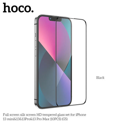 HOCO G5 Full Silk Screen HD Tempered Glass Screen Protector For iP14/13/13Pro - 10 Pack