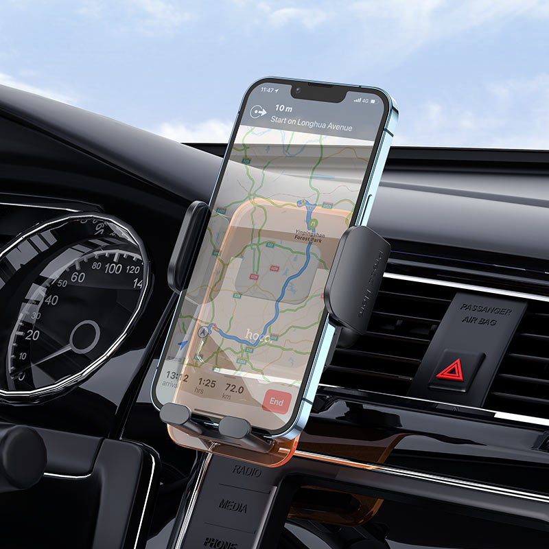 HOCO CA117 Exquisite Press Type Air Outlet Car Holder - Black
