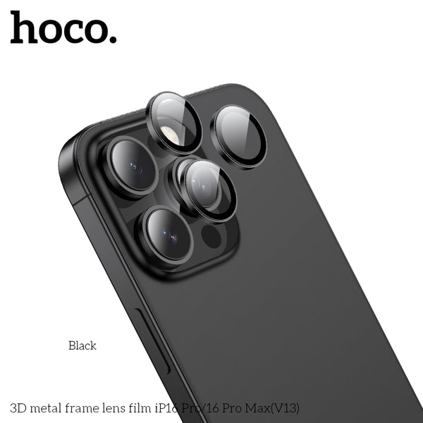 HOCO 3D metal frame lens film iP16 Pro/16 Pro Max(V13) - Black