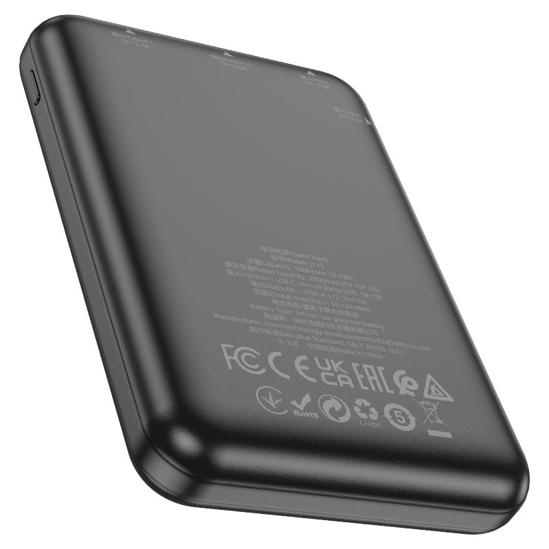 Hoco J115 Fast Smart Charging Power Bank 5000mAh - Black wholesale mobile accessory