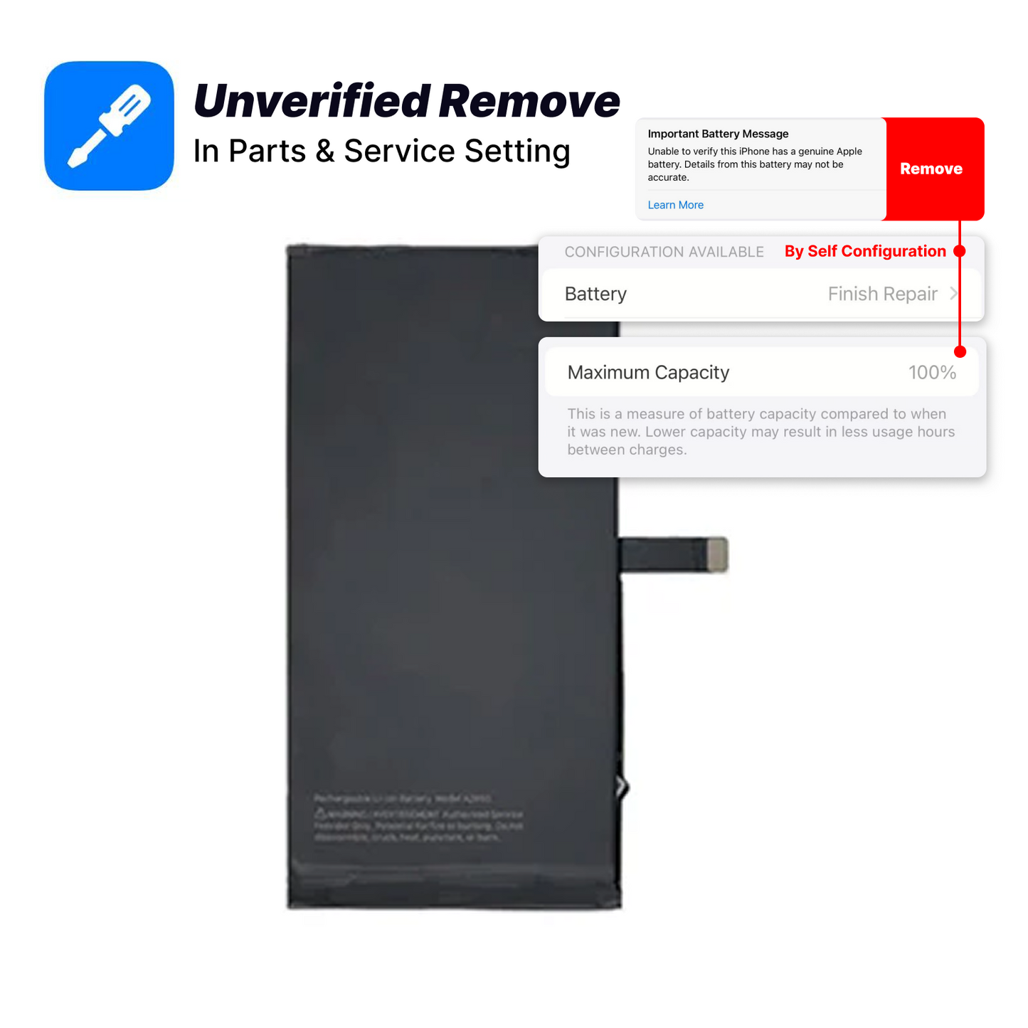 iPhone 12 Mini Replacement Battery - Self Configuration replacement battery repair part