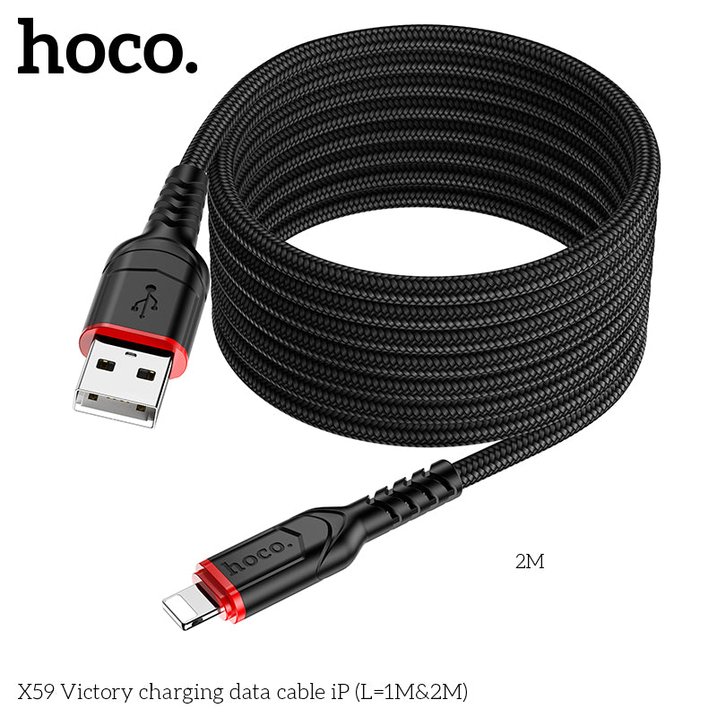 HOCO X59 Victory charging data cable iP(L=2M) Black