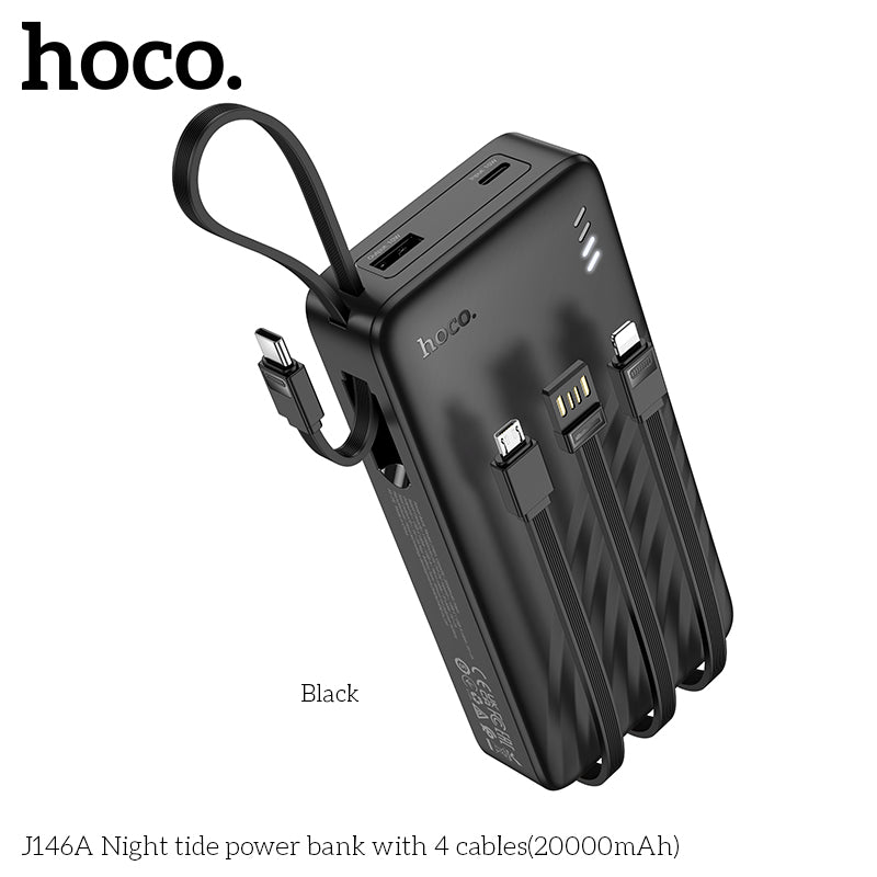 J146A Night tide 20000mAh with 4 cables power bank wholesale mobile accessory