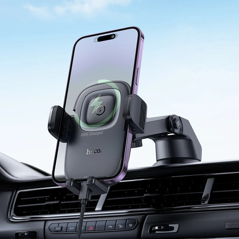 HW32 Crown push-type wireless charging car Car Phone Holder wholesale mobile accessory