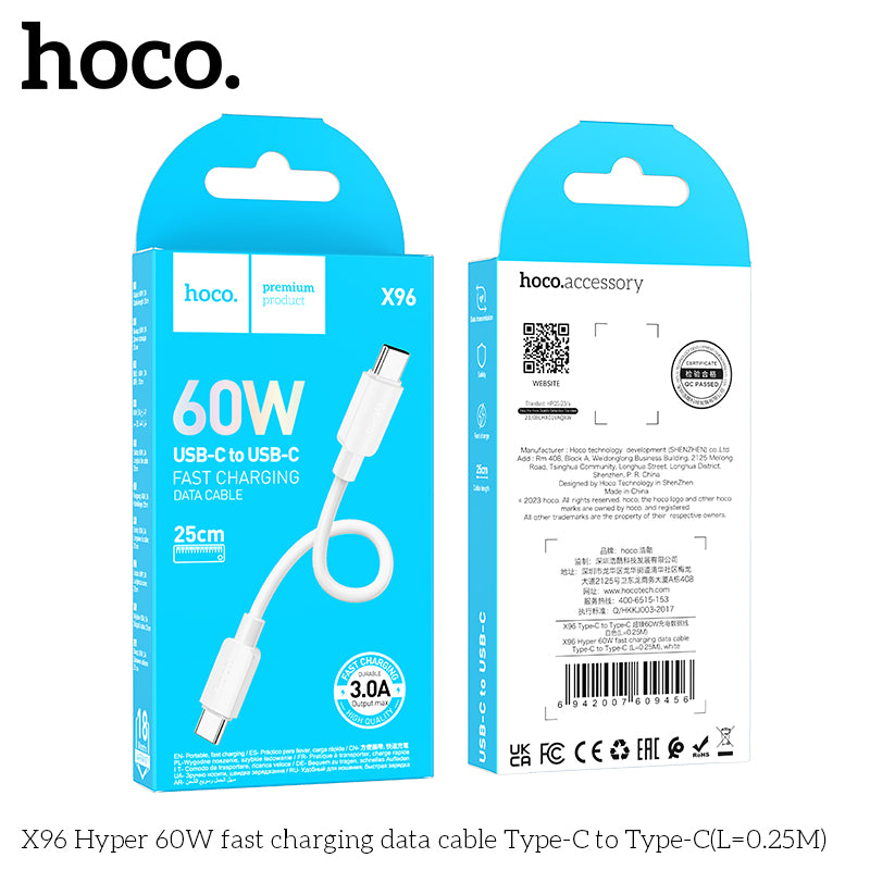 X96 Hyper 60W fast charging data cable Type-C to Type-C(L=0.25M)