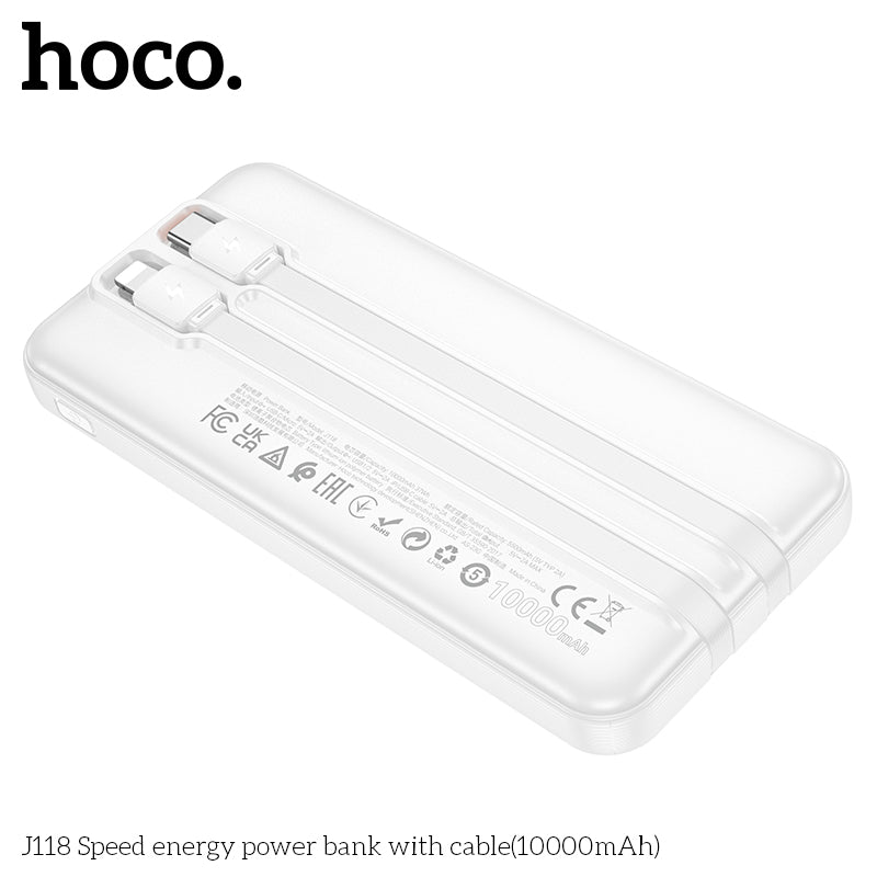 Hoco J118 Speed energy power bank with cable 10000mAh - Black wholesale mobile accessory