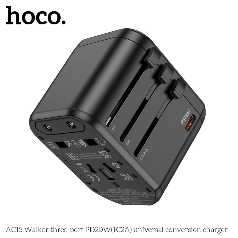 HOCO AC15 Walker three-port PD20W 1C2A universal Charger wholesale mobile accessory