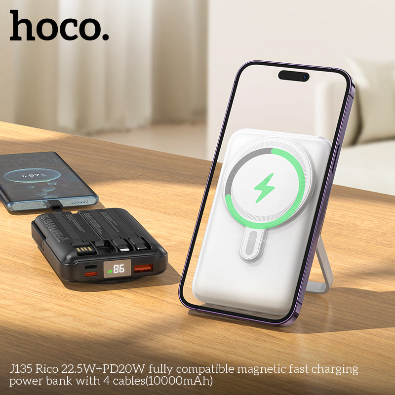 J135 Rico 22.5W+PD20W 10000mAh MagSafe + 4 Cables + Power Bank wholesale mobile accessory