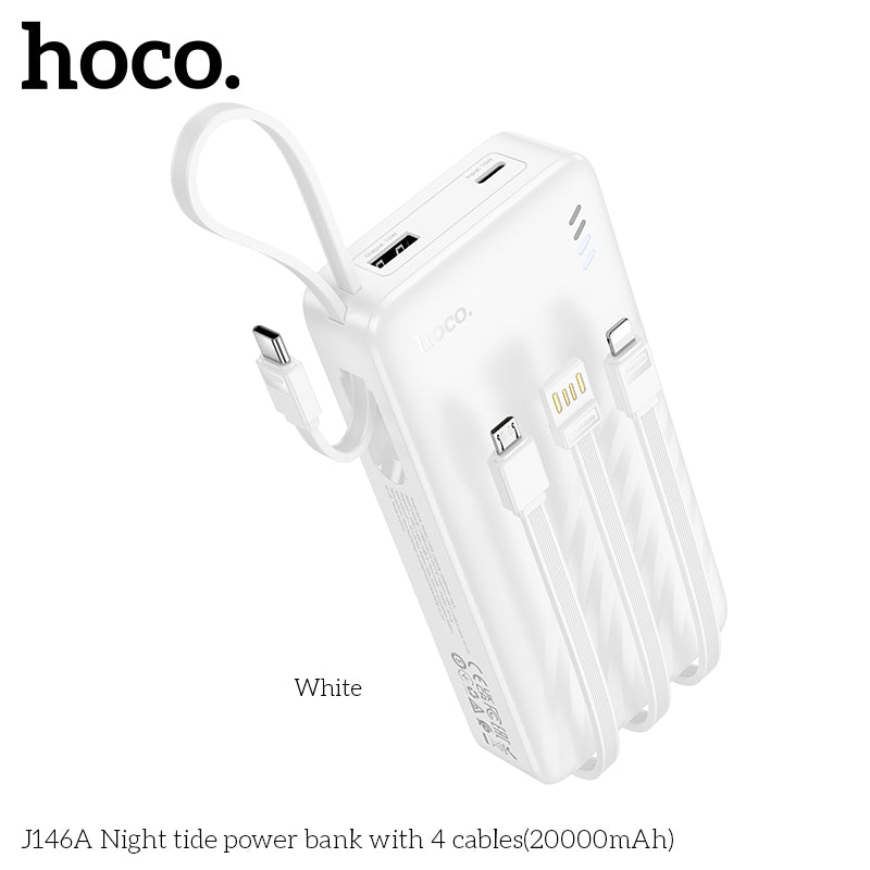 J146A Night tide 20000mAh with 4 cables power bank wholesale mobile accessory