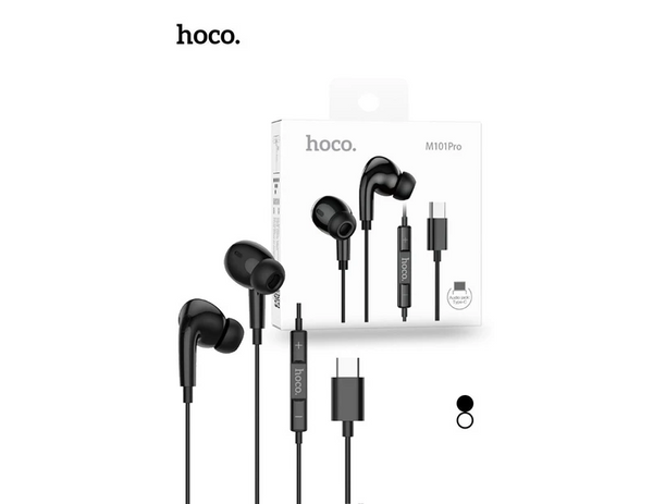 Hoco M101 Type-C wire-controled digital earphones with microphone - White