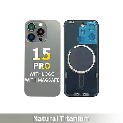 Iphone 15 Pro - Compatible Back Glass With Camera Lens And Magnet Aftermarket - Natural Titanium