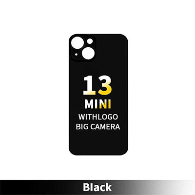 iPhone 13 Mini Compatible Back Glass - Black (Big Hole)