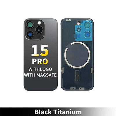 Iphone 15 Pro Back Glass With Camera Lens And Magnet OEM - Black Titanium