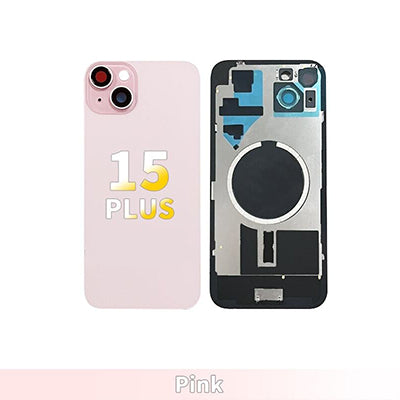 Iphone 15 Plus- Compatible Back Glass With Camera Lens And Magnet OEM - Pink