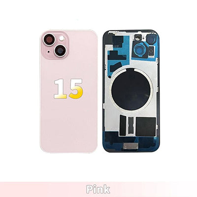 Iphone 15 Compatible Back Glass With Camera Lens And Magnet Aftermarket - Pink