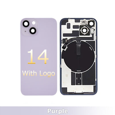 Iphone 14 Back Glass with 3M Adhesive With Camera Lens + Magnet + Wireless Flex Charger OEM Purple