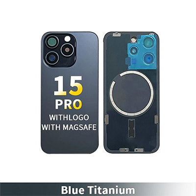 Iphone 15 Pro Back Glass With Camera Lens And Magnet OEM - Blue Titanium