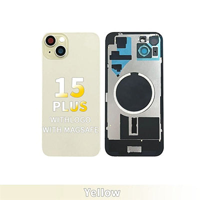 Iphone 15 Plus- Compatible Back Glass With Camera Lens And Magnet OEM- Yellow