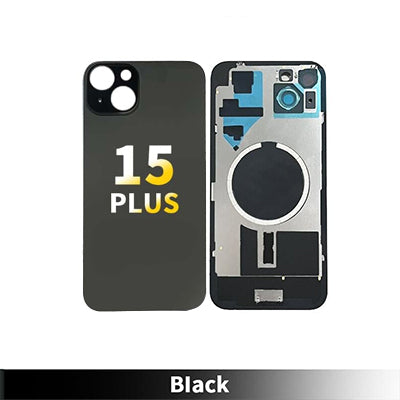 Iphone 15 Plus- Compatible Back Glass With Camera Lens And Magnet OEM- Black