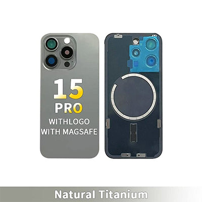 Iphone 15 Pro- Compatible Back Glass With Camera Lens And Magnet OEM- Natural Titanium