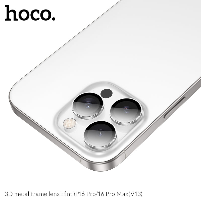 HOCO 3D metal frame lens film iP16 Pro/16 Pro Max(V13) - Silver