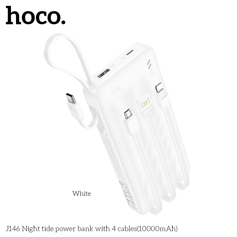 J146 Night tide 10000mAh with 4 cables power bank wholesale mobile accessory