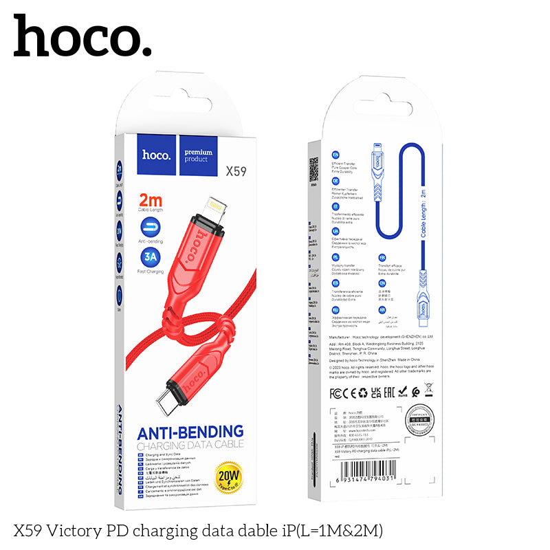 50% credit back - HOCO X59 Victory PD charging data cable iP(L=2M) Black