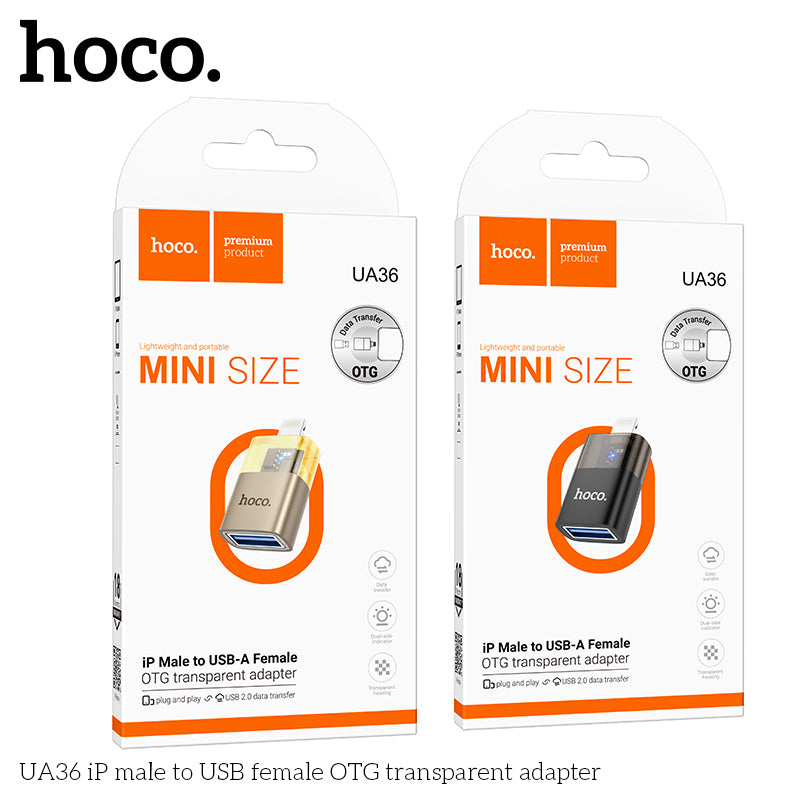 UA36 iP male to USB female OTG transparent adapter
