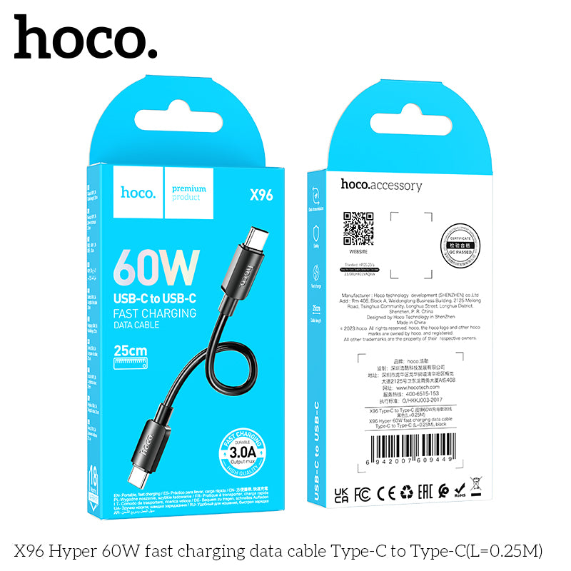 X96 Hyper 60W fast charging data cable Type-C to Type-C(L=0.25M)
