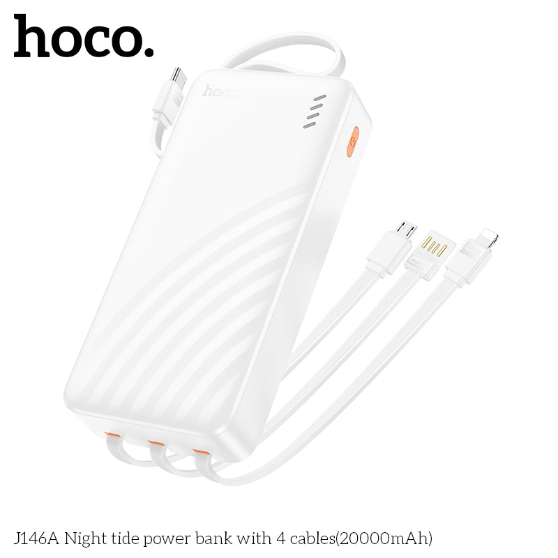 J146A Night tide 20000mAh with 4 cables power bank wholesale mobile accessory