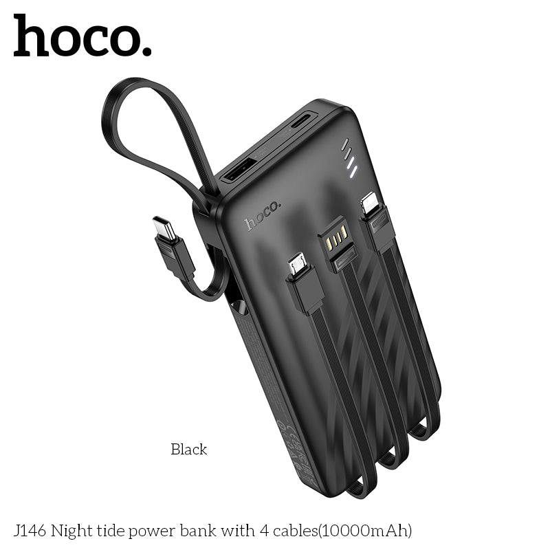 J146 Night tide 10000mAh with 4 cables power bank wholesale mobile accessory