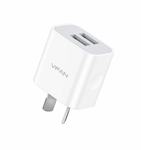 VFAN 20W WHITE 2USB Fast Charger AU/NZ Safety Tested - AU1